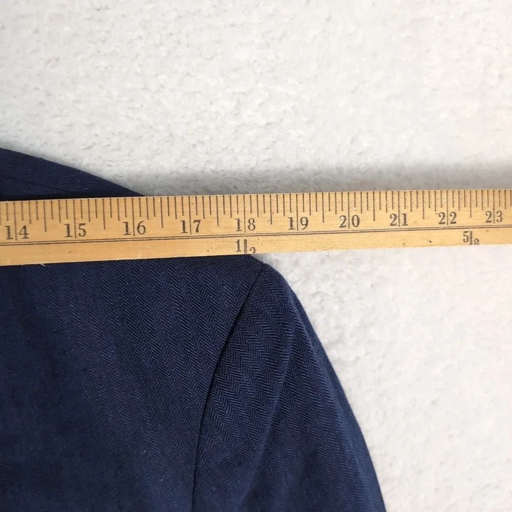 BANANA REPUBLIC Linen Blend Blazer Men's 42L Blue Solid Harringbone Slim Fit‎
